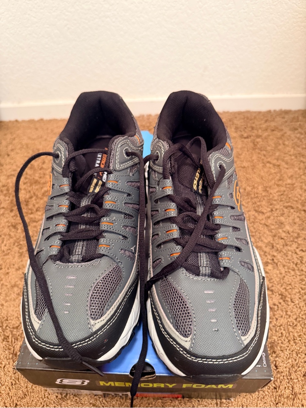 Sketchers Afterburn Memory Foam men’s shoes-size 11 extra wide-Charcoal/Gray